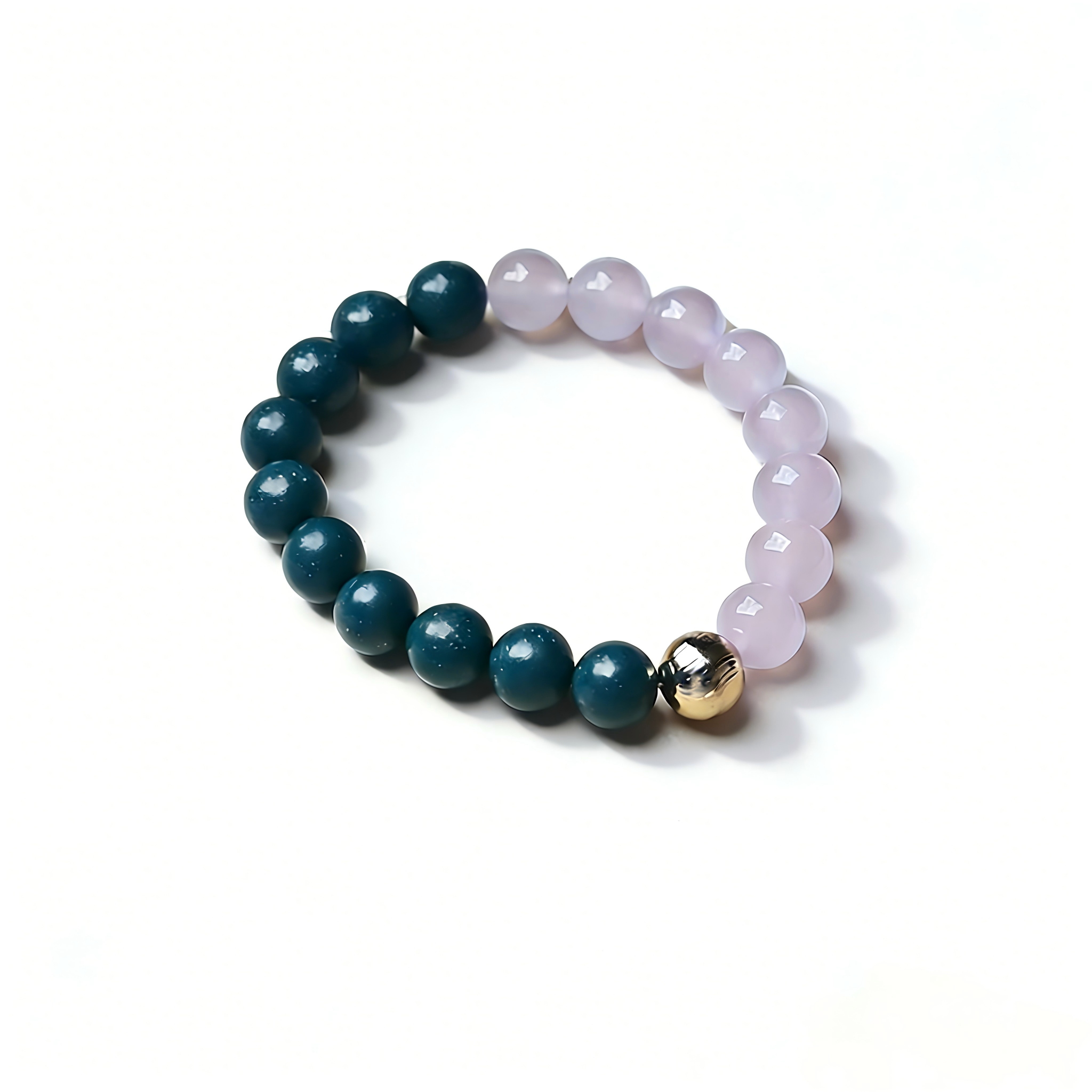 deep green herbal scented bead & lavender crystal bracelet